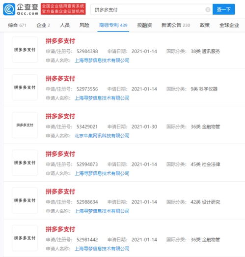 拼多多成功注冊拼多多支付商標，加碼金融科技與軟硬件布局